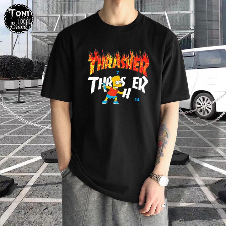 Áo Thun Tay Lỡ Local Brand THRASHER Cotton 100 form rộng nam nữ Unisex