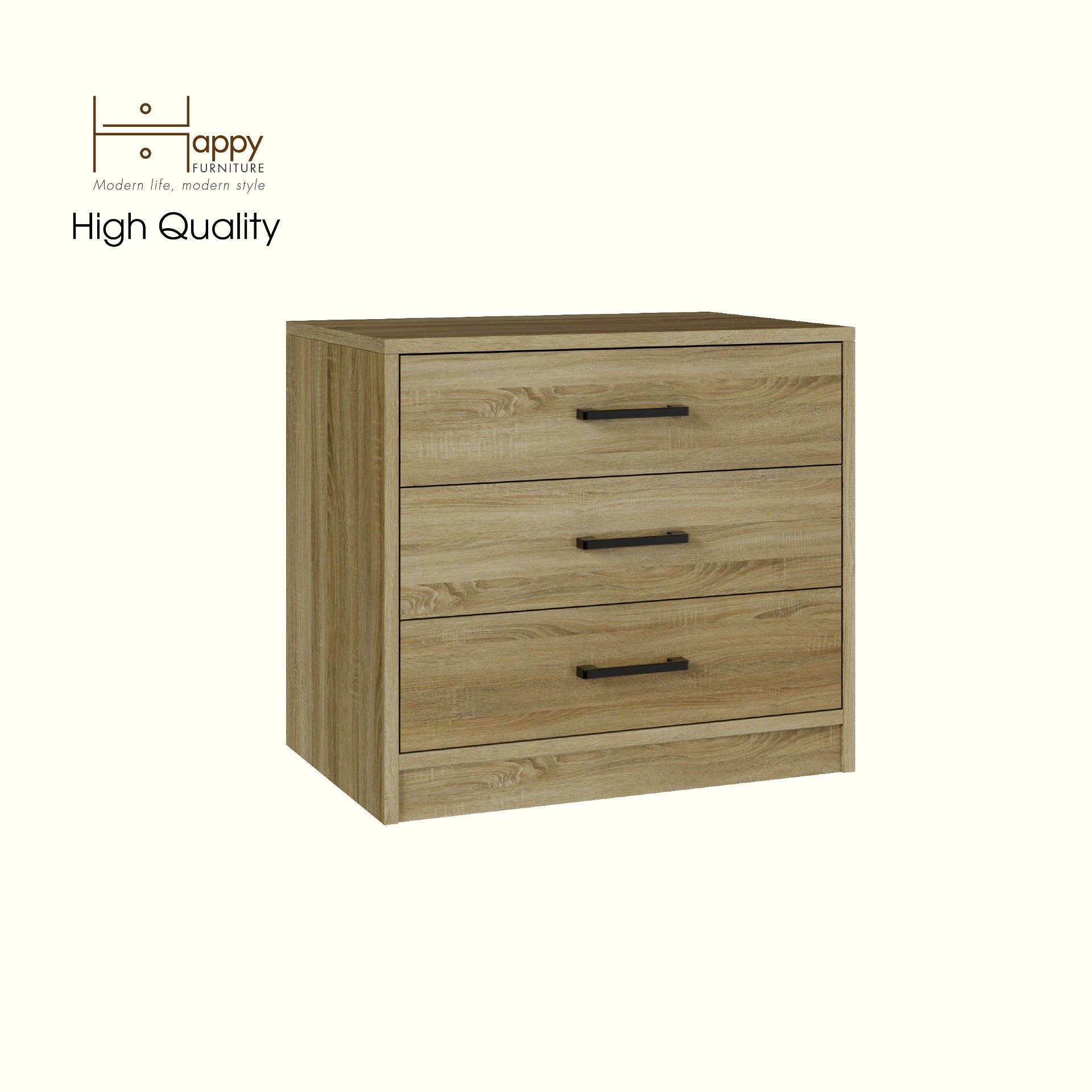 HAPPY FURNITURE , HEINEE - Táp đầu giường 3 ngăn kéo, THK_231 , 60cm x 40cm x 54cm DxRxC, sản phẩm phổ thông