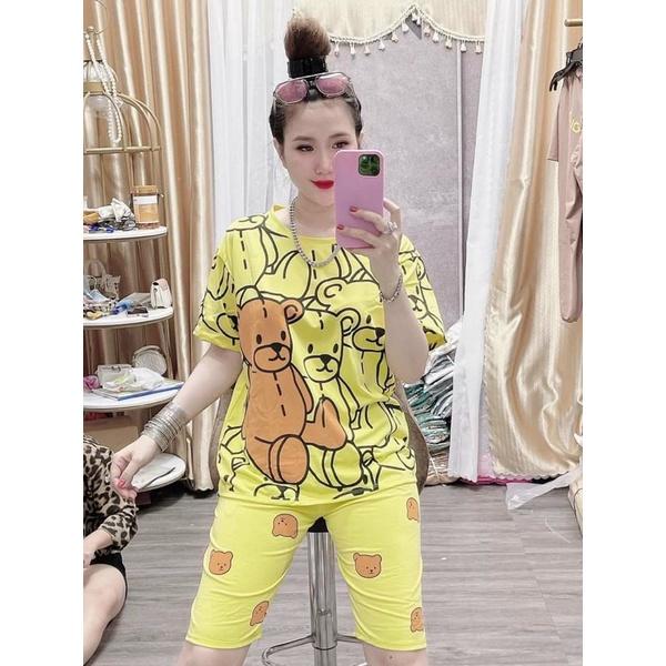 Bộ Cotton 3D Lửng Ngố Gấu Dễ Thương