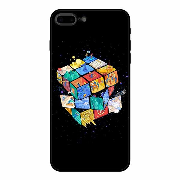 Ốp lưng in cho Iphone 7 Plus/ 8 Plus  Rubik Vũ Trụ