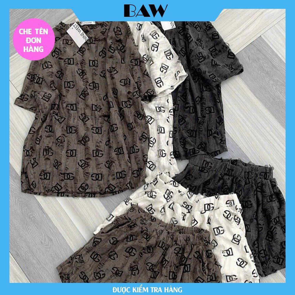 Đồ Bộ Nữ, Set Bộ Nữ Vải Thun Xước Hàng Quảng Châu Cao Cấp, Đồ Bộ Nữ Dày Dặn In Họa Tiết Siêu Dễ Thương, Đồ Bộ Nữ Dạo Phố Hot Trend Thương Hiệu Baw MM12