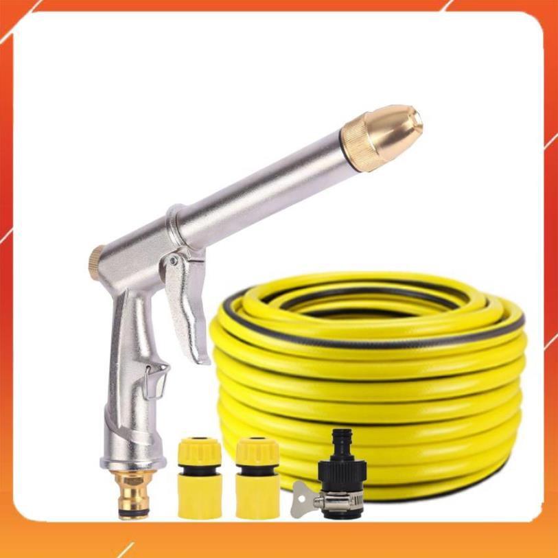 Vòi nước vòi phun nước rửa xe tưới cây tăng áp thông minh + bộ dây bơm nước cao cấp TLG 206810 đầu đồng,nối đen