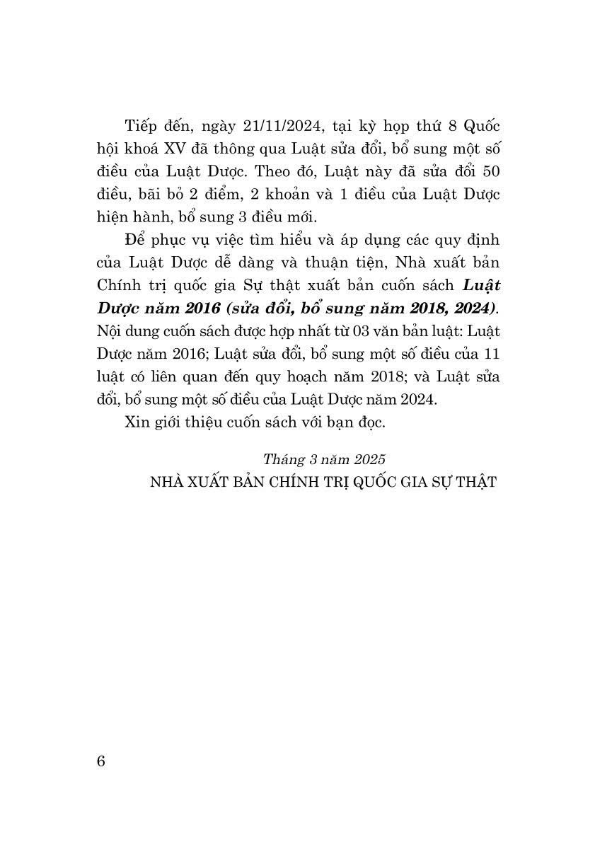 Luật Dược năm 2016 ( Sửa đổi, bổ sung năm 2018,2024)
