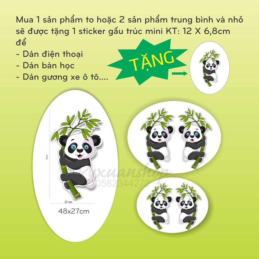 Decal Gấu Trúc Panda dán xe ô tô, sticker dán cửa kính, xe tải