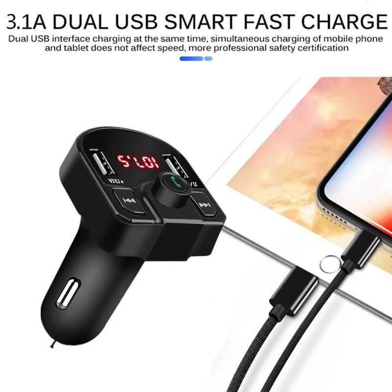 Thiết bị phát nhạc/FM gắn xe hơi bluetooth có 2 cổng USB đa năng tiện dụng
