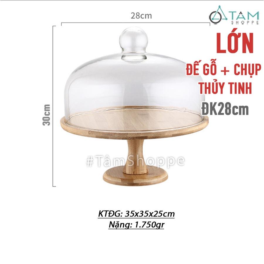 Khay đựng bánh kem cake stand bằng gỗ tre đế cao CSTAND-03