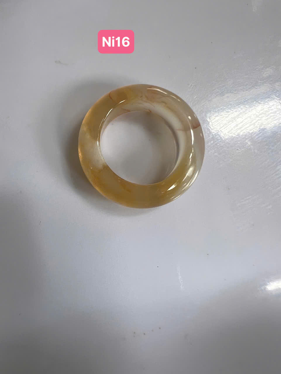 Nhẫn Nữ mới Đá Mã Não Bông Bông Vàng Tươi Trắng Bóng Đẹp Ni 16mm Cao 7mm Dầy 4mm Chị em Nữ mệnh Kim mệnh Thủy mệnh Thổ đeo lên tay xinh xắn may mắn ạ