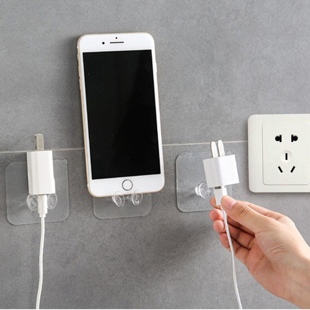 Bộ 6 Móc Dán Tường Treo Phích Cắm Trong Suốt -Chất Lượng Cao