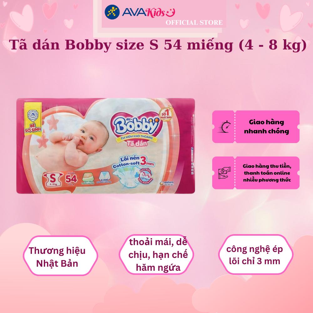 Tã dán Bobby size S 54 miếng (4 - 8 kg)