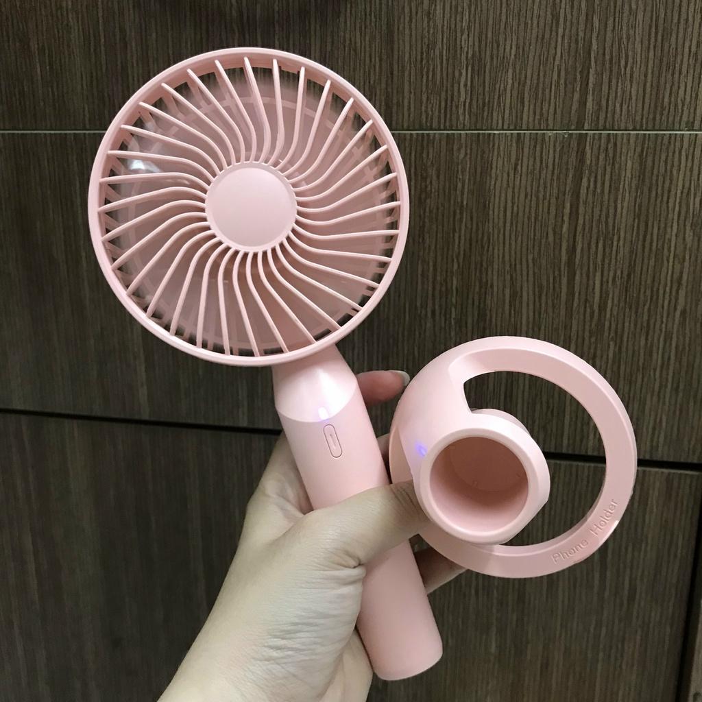 Quạt cầm tay mini có giá đỡ điện thoại tiện lợi khi mang đi du lịch dã ngoại đi chơi màu pastel siêu dễ thương cực mát