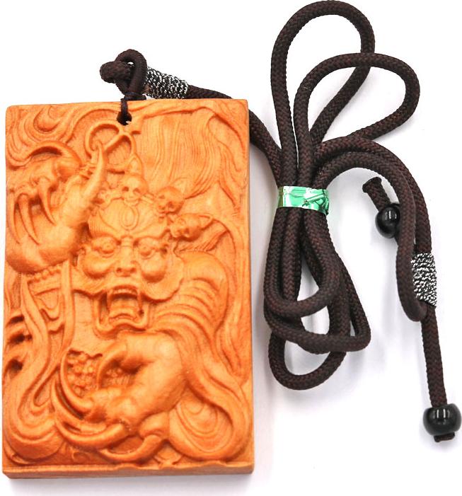 Vòng cổ mặt gỗ ngọc am khắc tượng Long Vương MG64