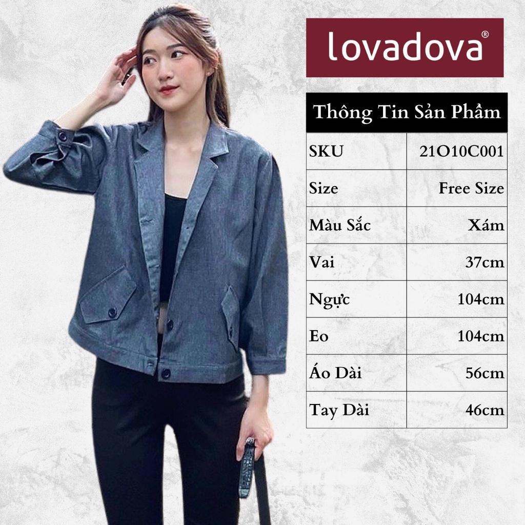 Áo Khoác Kiểu Nữ, Dài Tay, Cách Điệu Giả Vest, Màu Xám - Lovadova 21O10C001