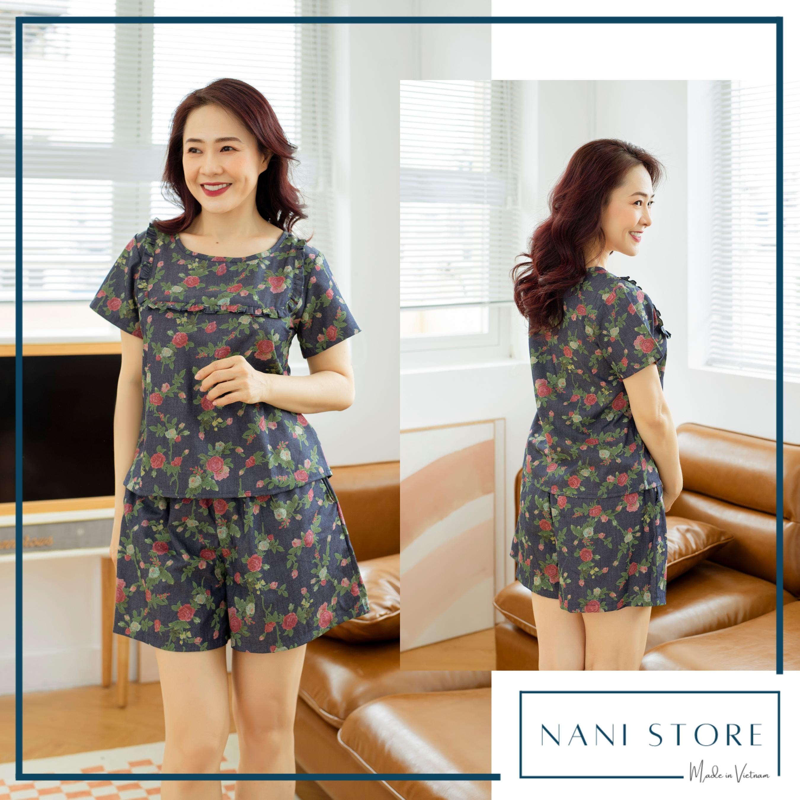 Đồ bộ đùi có tay bèo hoa hồng NH220922