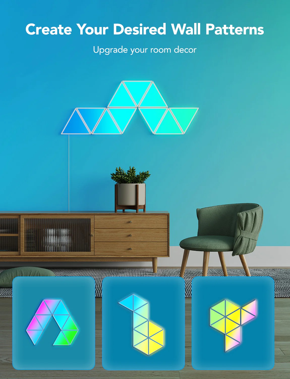 Đèn LED tam giác Govee Glide Triangle Light Panels H6067 | Thiết kế tinh tế, hiện đại và thông minh