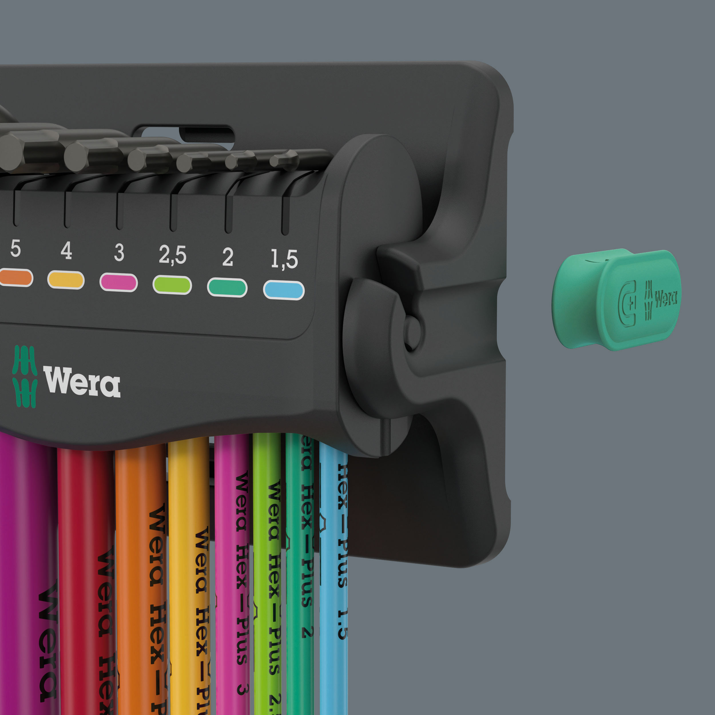 Bộ lục giác Wera giá nhựa để đứng trên bàn và treo tường Wera 05133165001 950/9 Hex-Plus Multicolour 3 gồm 9 cái