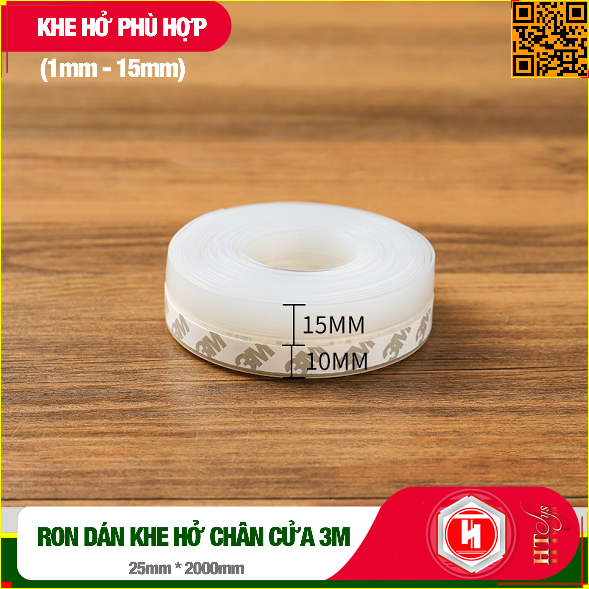 Cuộn Ron Dán Che Khe Cửa,Chân Cửa HT SYS - Lớp Keo Dán 3M Chống Nước - Chống Gió Lùa - Chống Ồn - Bụi Bẩn - Ngăn Côn Trùng -  Cuộn 25mm/35mm/45mm Dài 2 Mét