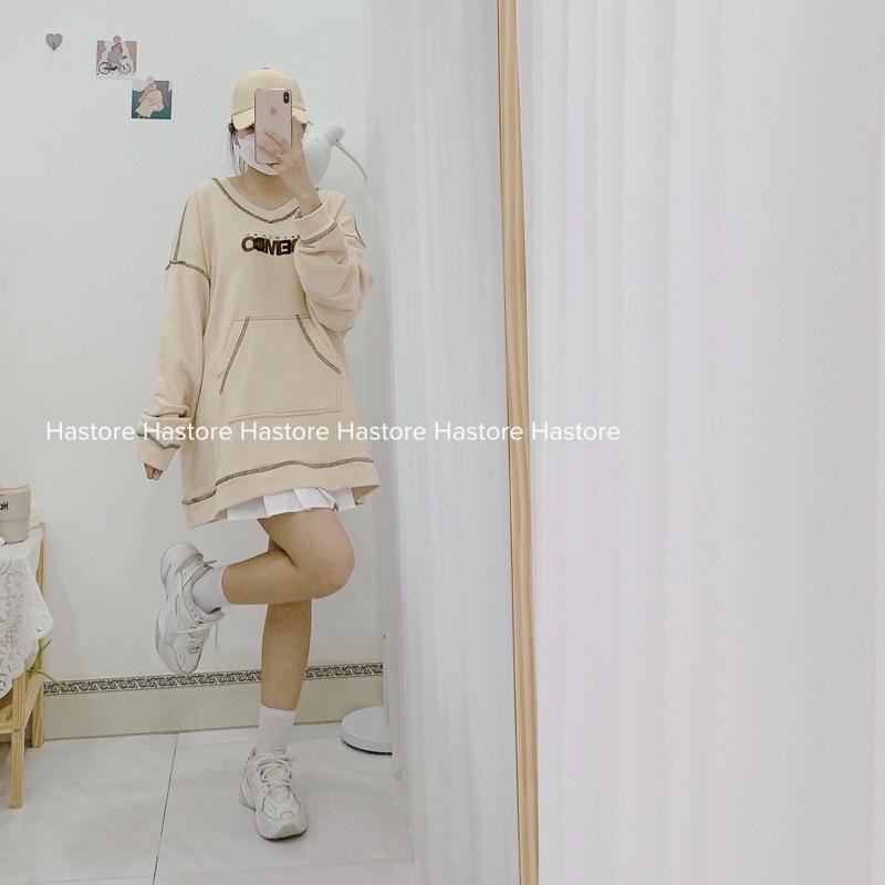 Áo sweater da cá dày dặn chữ DEMCO