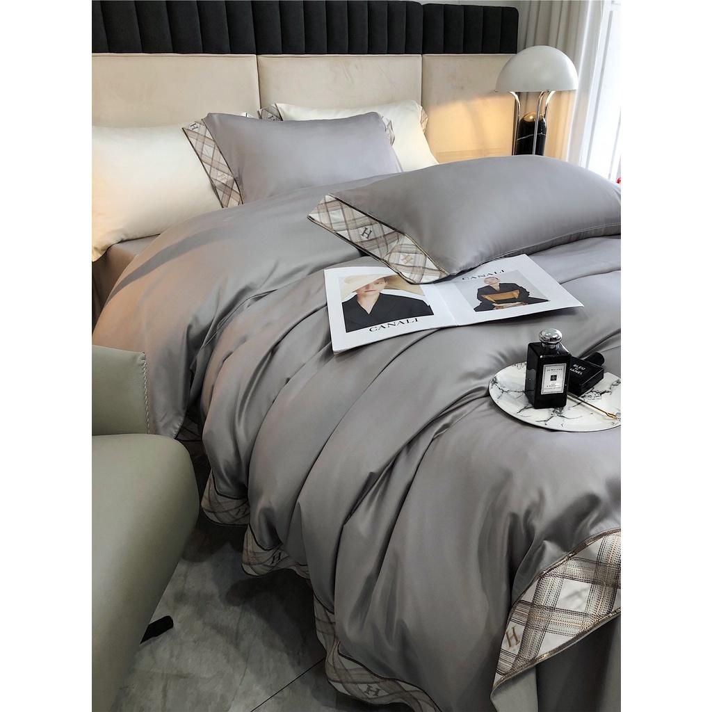 Bộ chăn ga gối 100%Tencel 120s cao cấp Phối Viền kiểu Candy, phong cách châu âu sang trọng cổ điển