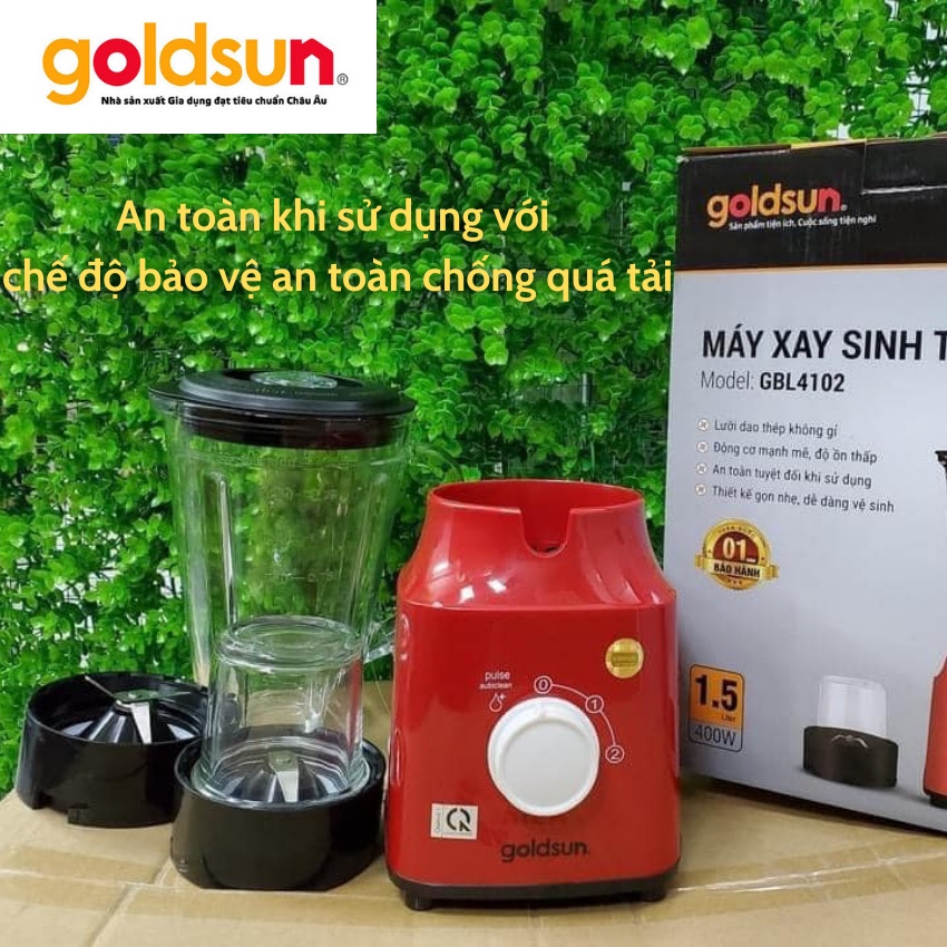 Máy xay sinh tố Goldsun GBL4102 – Cối xay bằng thủy tinh bền đẹp - Hàng chính hãng - Xay mọi thực phẩm nhuyễn mịn