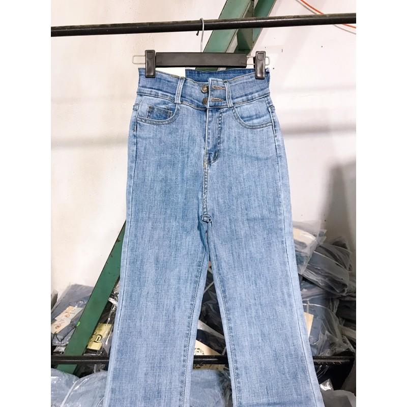 QUẦN JEANS LOE DÁNG DÀI LƯNG CAO 2 NÚT- ảnh thật shop chụp