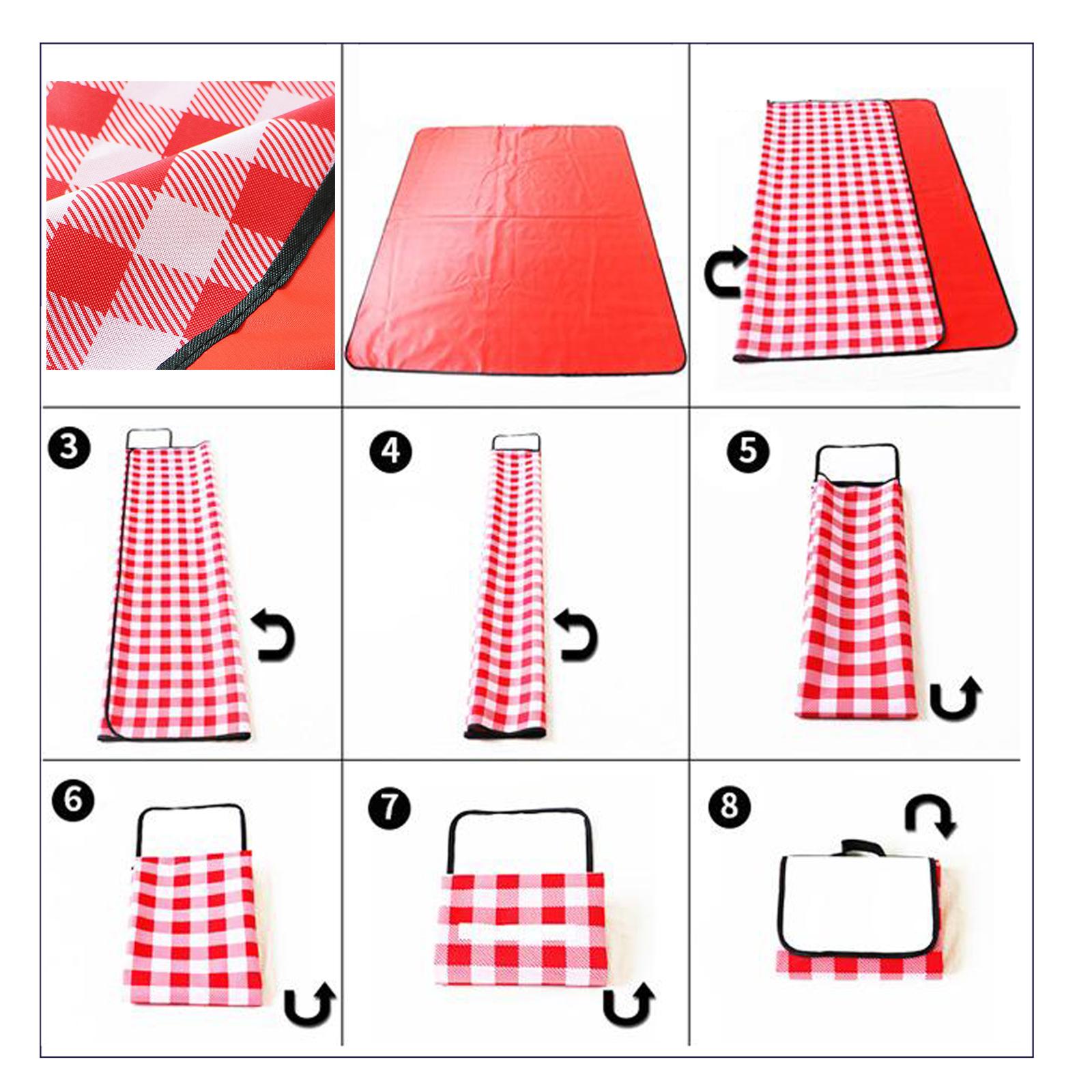 Portable Picnic Blanket with Waterproof PVC Backing, Damp-Proof Camping Beach Hiking Mat Tote Bag- Durable, Comfortable