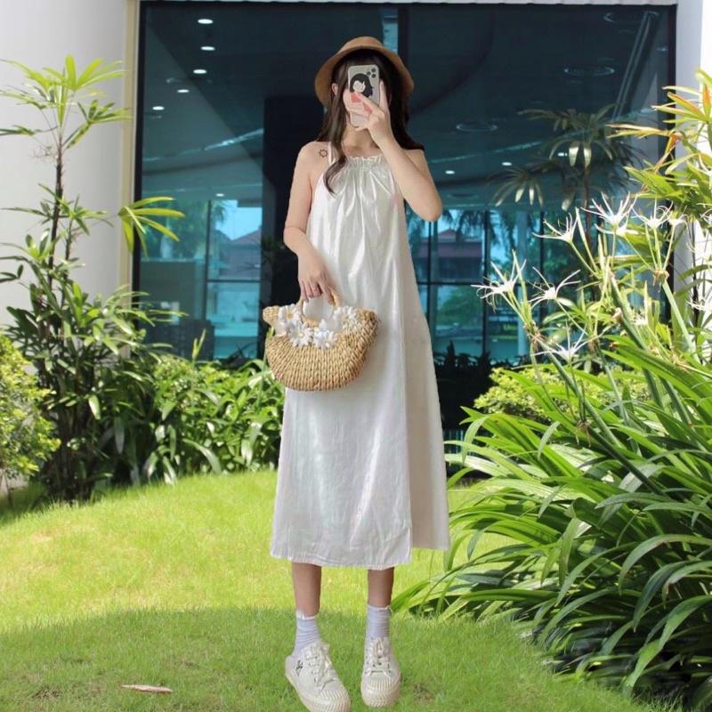Váy Cổ Yếm Xẻ Lưng Cực Xinh, Váy 2 Dây Nữ
