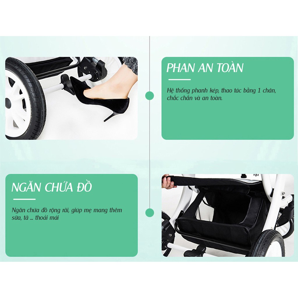 Xe đẩy nôi cho bé cao cấp Chilux W03 - Đa năng tiện lợi cho bé sử dụng