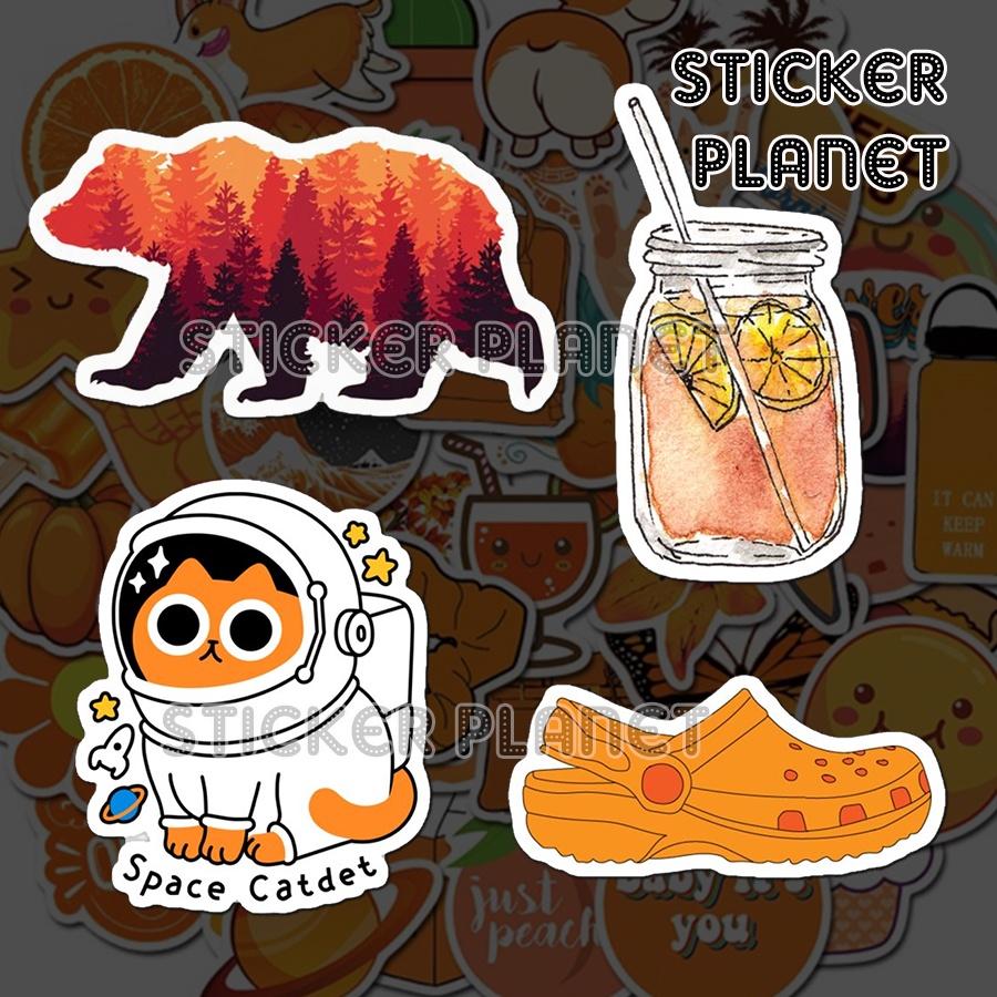 Sticker Orange tones màu cam trang trí mũ bảo hiểm, đàn, guitar, ukulele, điện thoại laptop