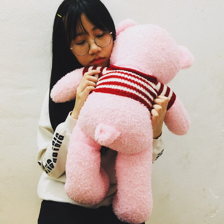 Gấu bông cao cấp Teddy áo len màu hồng xinh xắn