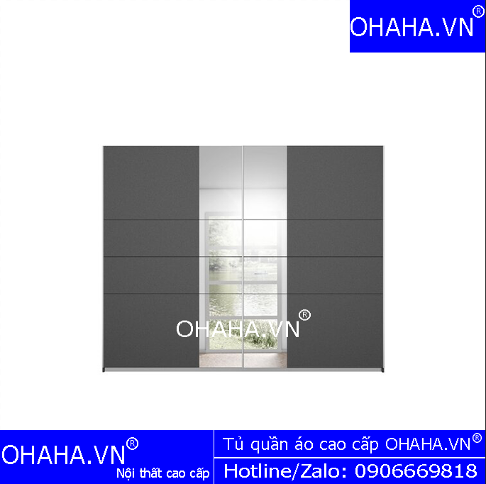 Tủ quần áo gỗ cao cấp 1017-OHAHA 2 cánh lùa cỡ đại