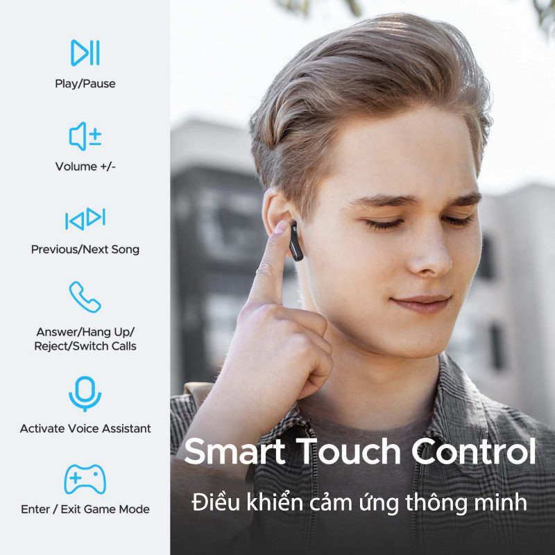 Tai Nghe Bluetooth Earbuds SoundPeats Mac 2  Trang bị Micro kép ở mỗi bên tai để hỗ trợ đàm thoại tốt nhất - Hàng Chính Hãng