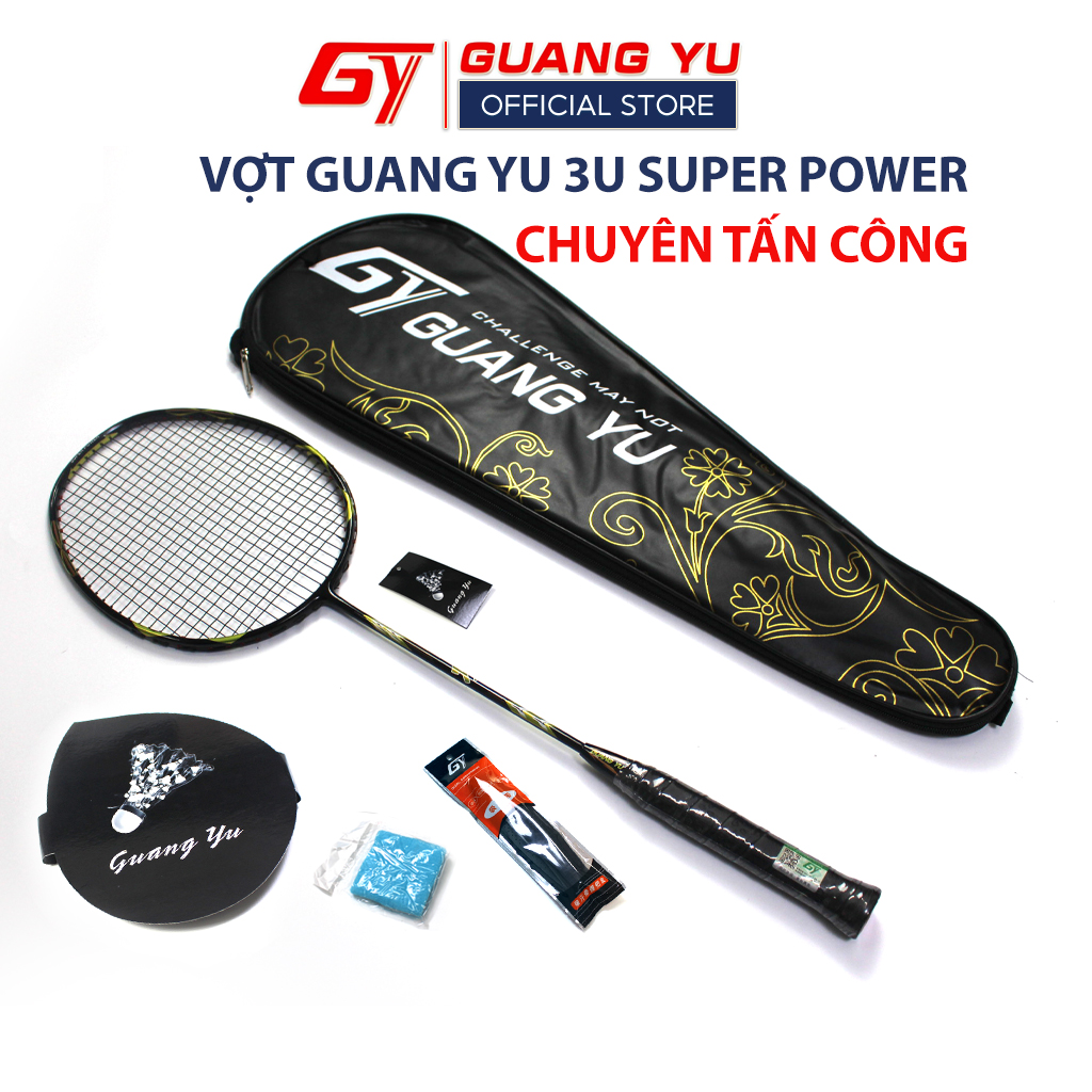 Vợt Cầu Lông Chính Hãng GUANG YU 3U SUPER POWER Chuyên Tấn Công Khung Vợt Carbon Cao Cấp Lưới Căng Sẵn 10KG-KN02