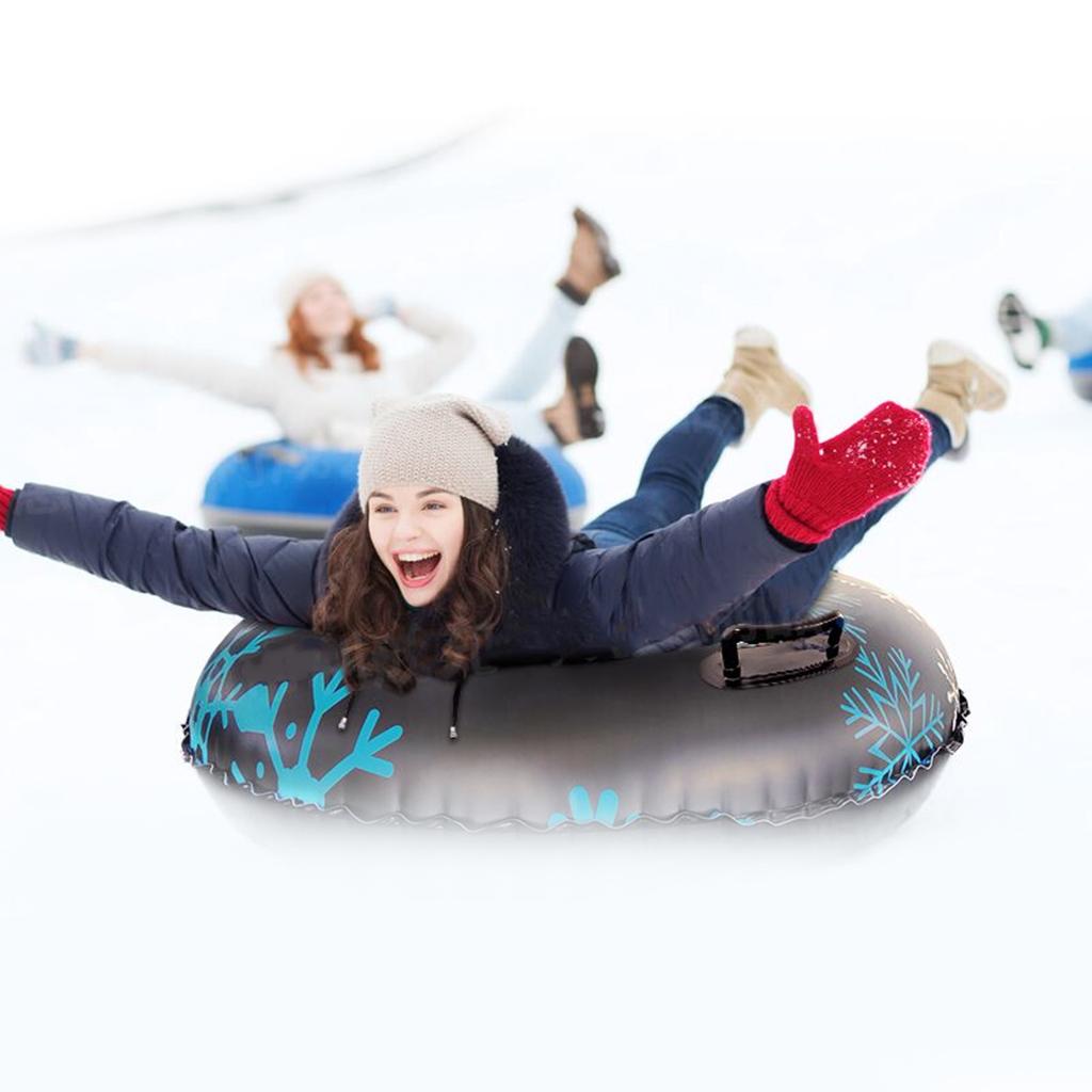 Premium Inflatable Snow Tube 47'' Sled Heavy Duty Snow Sledding Tube Black