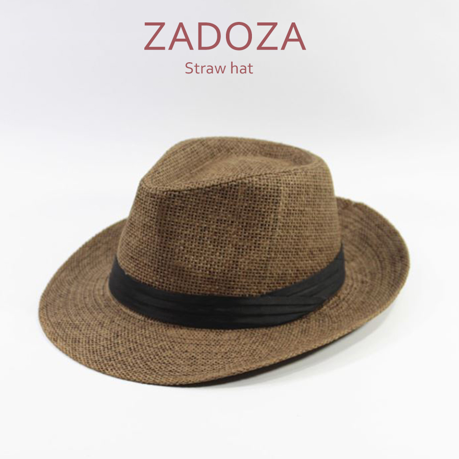 Mũ cói đi biển panama fedora cao bồi cowboy unisex