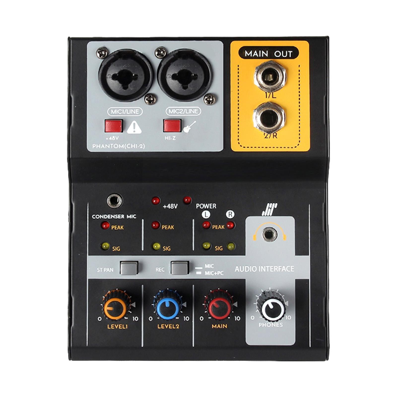 Mini Audio Mixer 48V Mini Sound Board Console for Live KTV