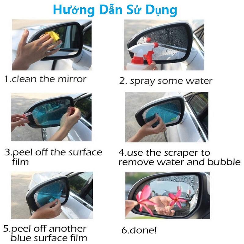 【Có hàng sẵn】2Pcs dán chống sương/nước và chói cho gương chiếu hậu xe hơi bảng PET có 2 kiểu lựa chọn kèm phụ kiện