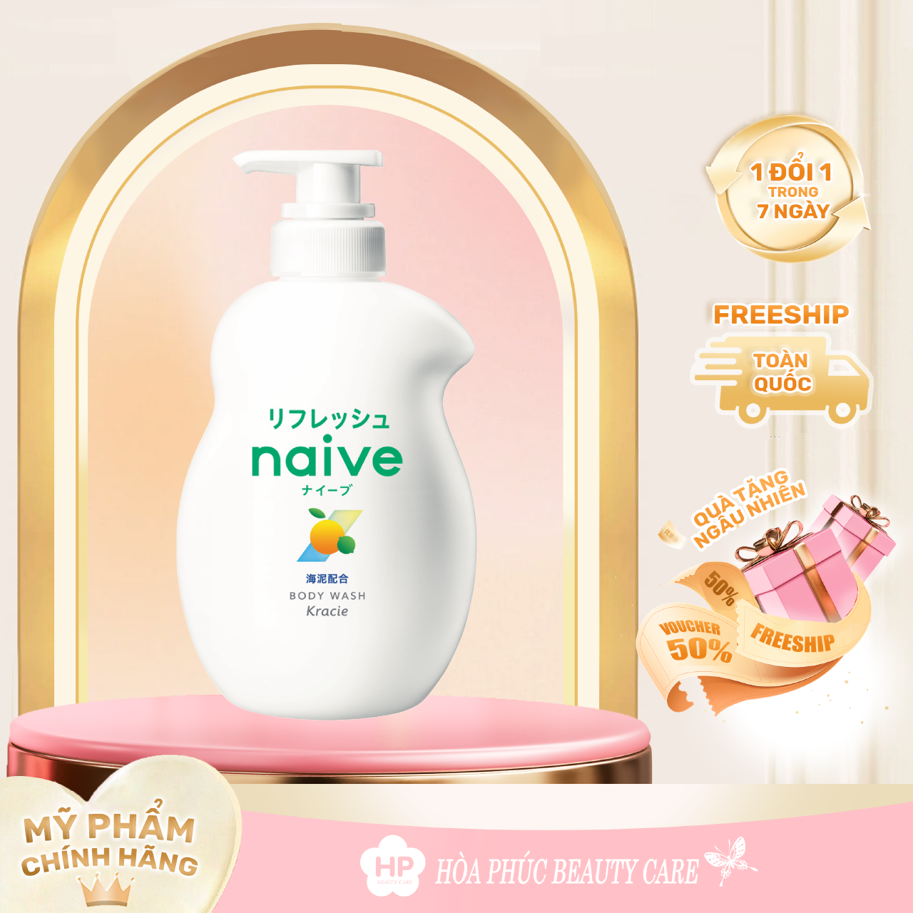 Sữa Tắm Hương Bưởi Thư Giãn Kracie Naive Body Wash (Refresh) - Chai 530ML