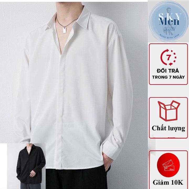 Áo Sơ mi tay dài dấu nút áo nam nữ form rộng Unisex Hàn Quốc chất vải Cotton Lụa rất đẹp mịn mát co giãn nhẹ - SKM001