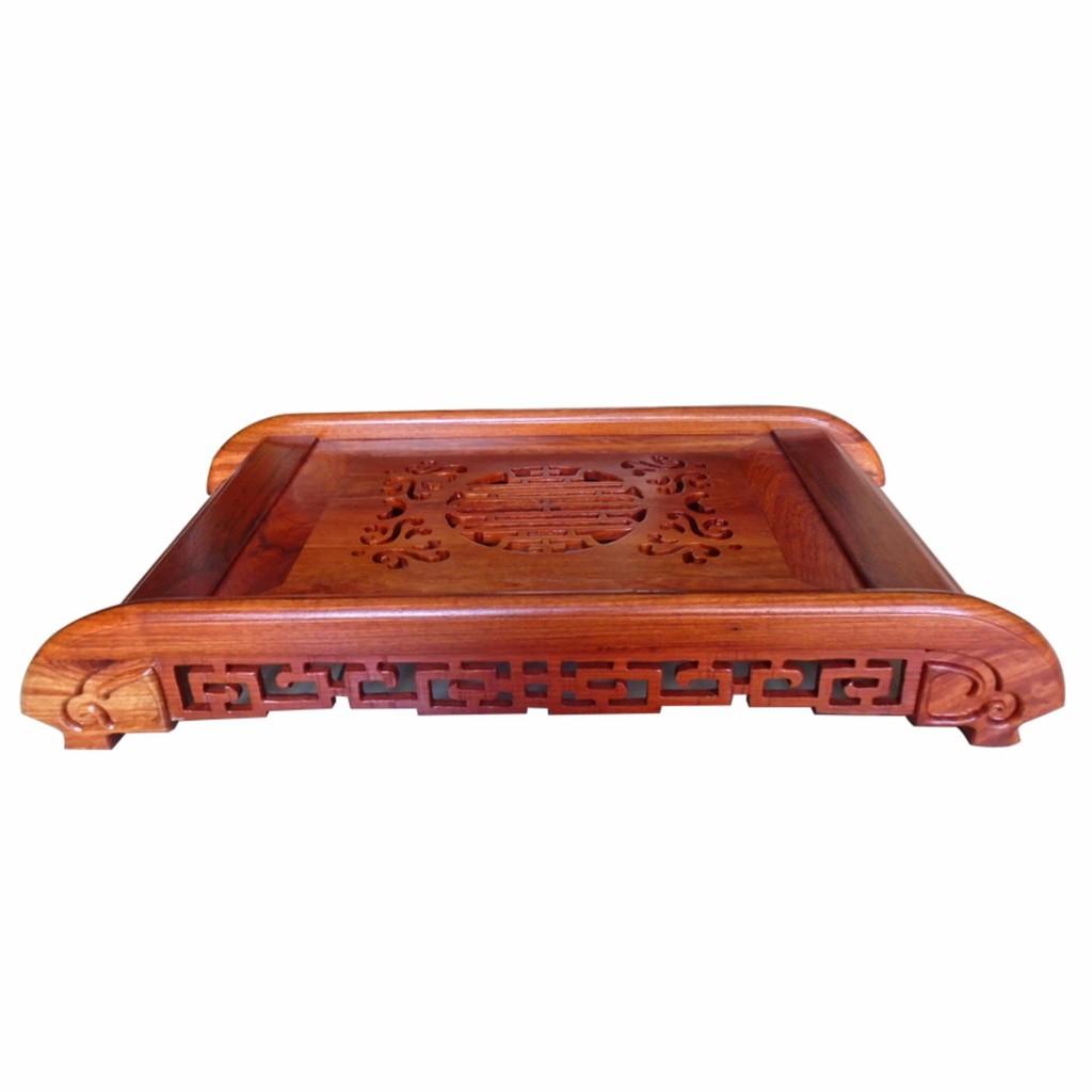 Khay Trà Triện Chân Cuốn Gỗ Hương Cao Cấp