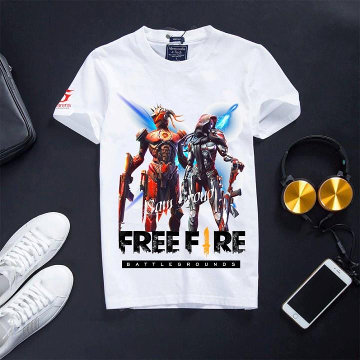 Áo Free Fire In Hình Mùa 13 Cổ tròn Màu Trắng Cực Đẹp