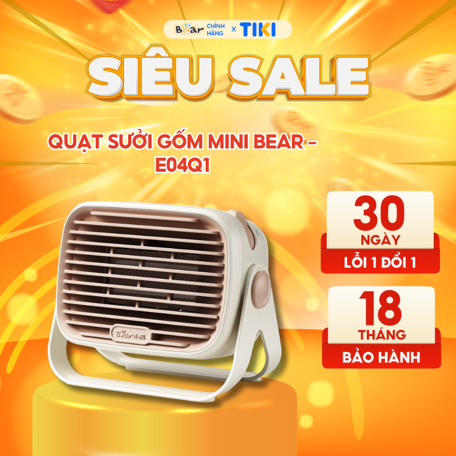 Máy Sưởi Bear Quạt Sưởi Máy Sưởi Gốm Để Bàn Máy Sưởi Mini Quạt Sưởi Ấm Phòng Ngủ Tiết Kiệm Điện Làm Ấm Nhanh DNQ - E04Q1