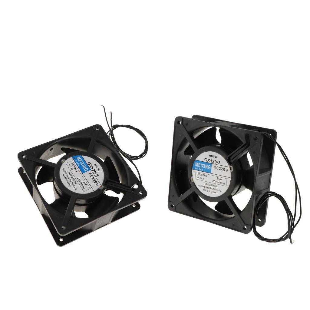 2Pcs Welding Fan 220V 50Hz 26W Miniature Cooling Fan Bare Wire No Interface Black
