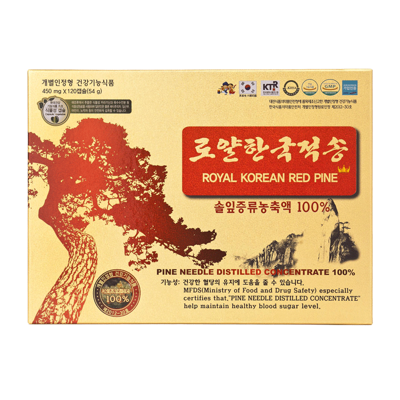 Tinh dầu thông đỏ Hàn Quốc Royal Korean Red Pine - 450mg x 120 viên nang, hỗ trợ giảm mỡ máu, tiểu đường, phòng đột quỵ