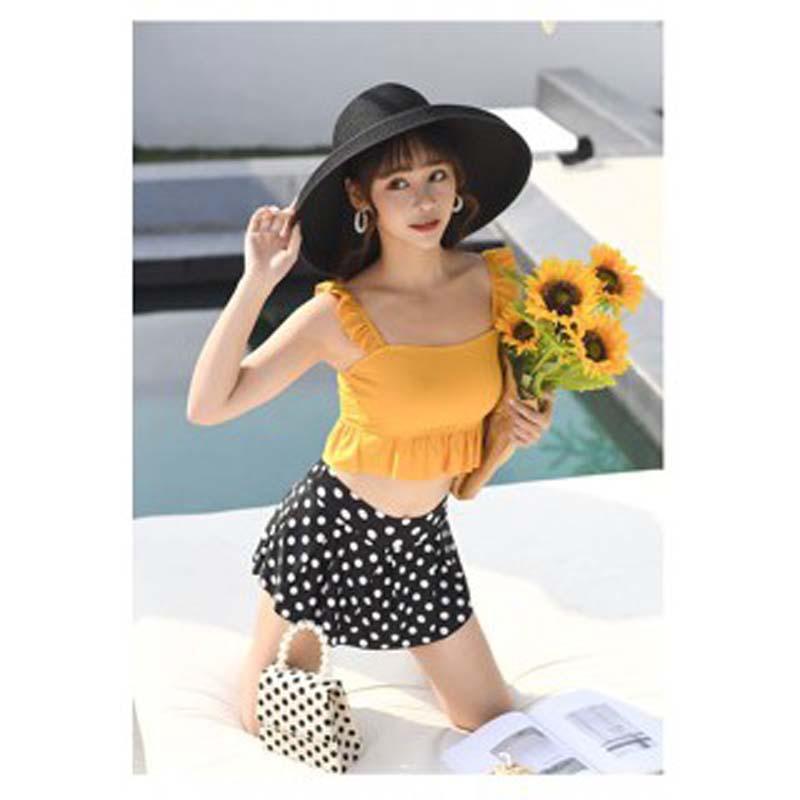 Đồ bơi nữ Bikini 2 mảnh quần chấm áo 2 dây trơn Đồ bơi nữ hai mảnh QC003