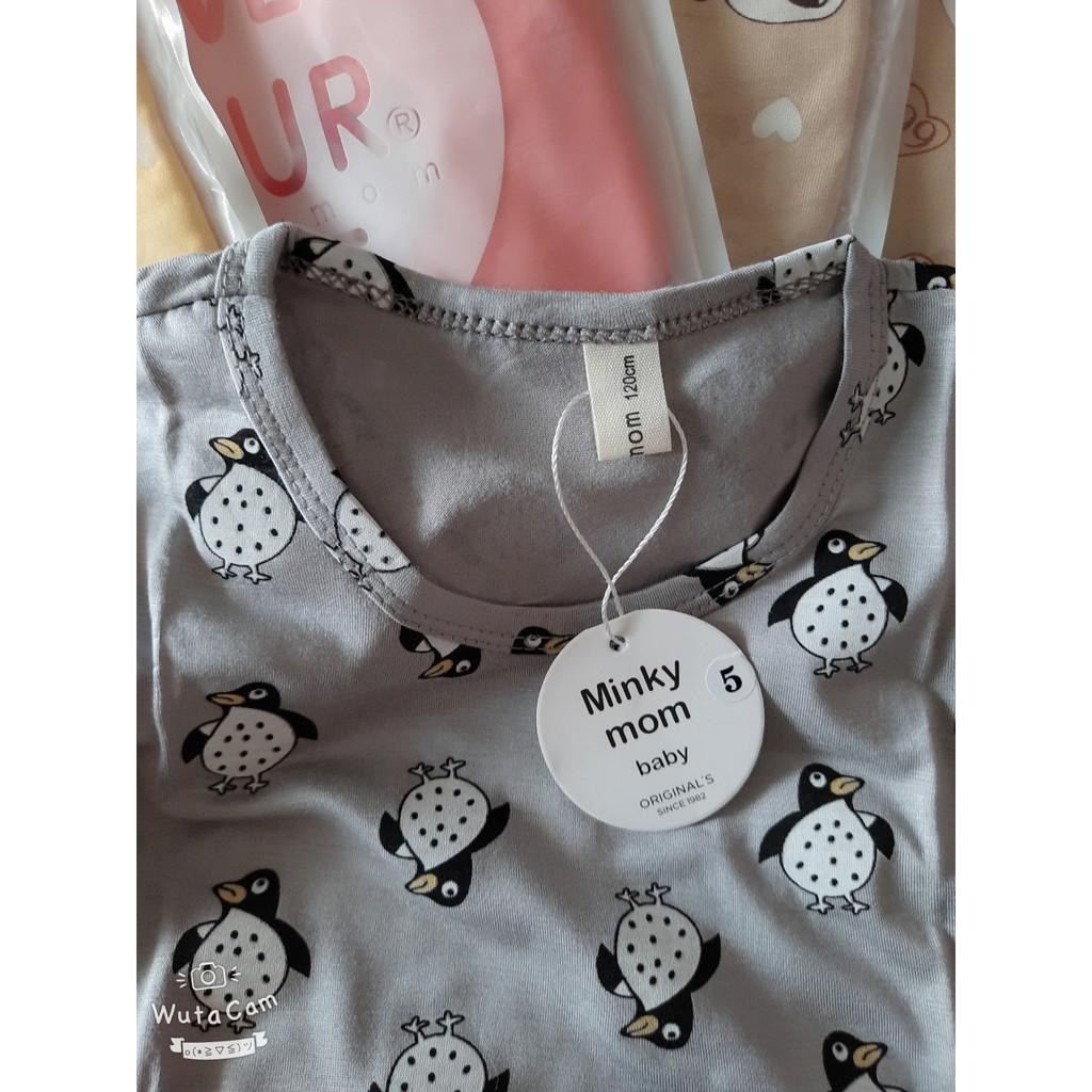 Bộ cộc tay thun lạnh in hình gấu Minky Mom siêu mềm mịn mát cho bé trai/gái