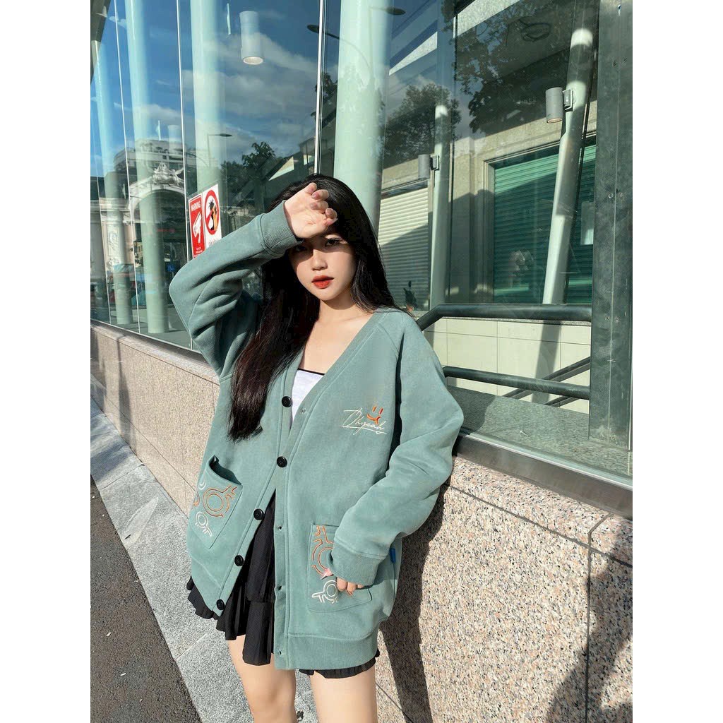 Áo cardigan unisex nam nữ chất nỉ ngoại in chữ OH YEAH mẫu áo khoác cài cúc form rộng, Áo Nỉ cadigan và Sweater hot trend form to đẹp turking unisex