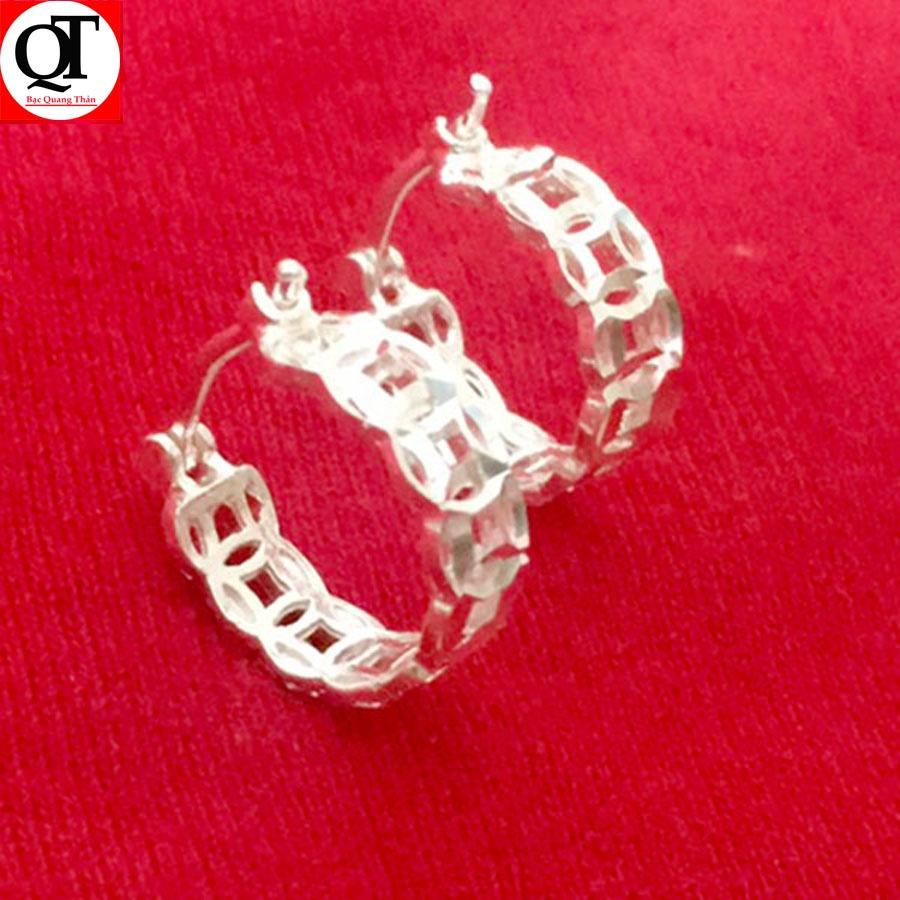 Khuyên tai nữ đeo sát tai bản mặt phay sáng bóng chất liệu bạc ta không xi mạ trang sức Bạc Quang Thản