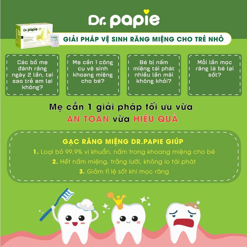 Combo 2 Hộp - 60 Gạc Rơ Lưỡi, Vệ Sinh Răng Miệng Cho Bé - DR.PAPIE