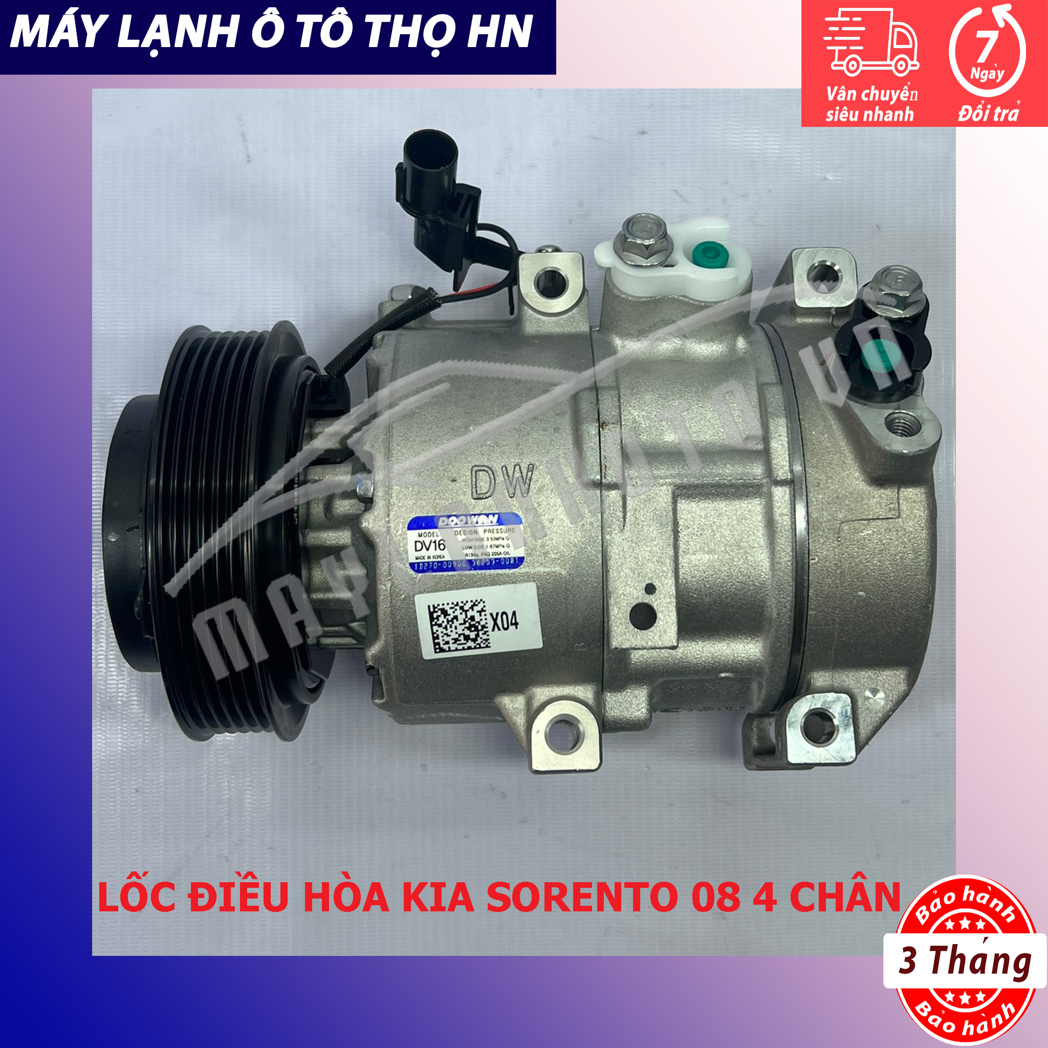 Lốc điều hòa (block,máy nén) Kia Sorento 2008 (4 chân, van điện) Hàng xịn Hàn Quốc 97701-2P310/2P360