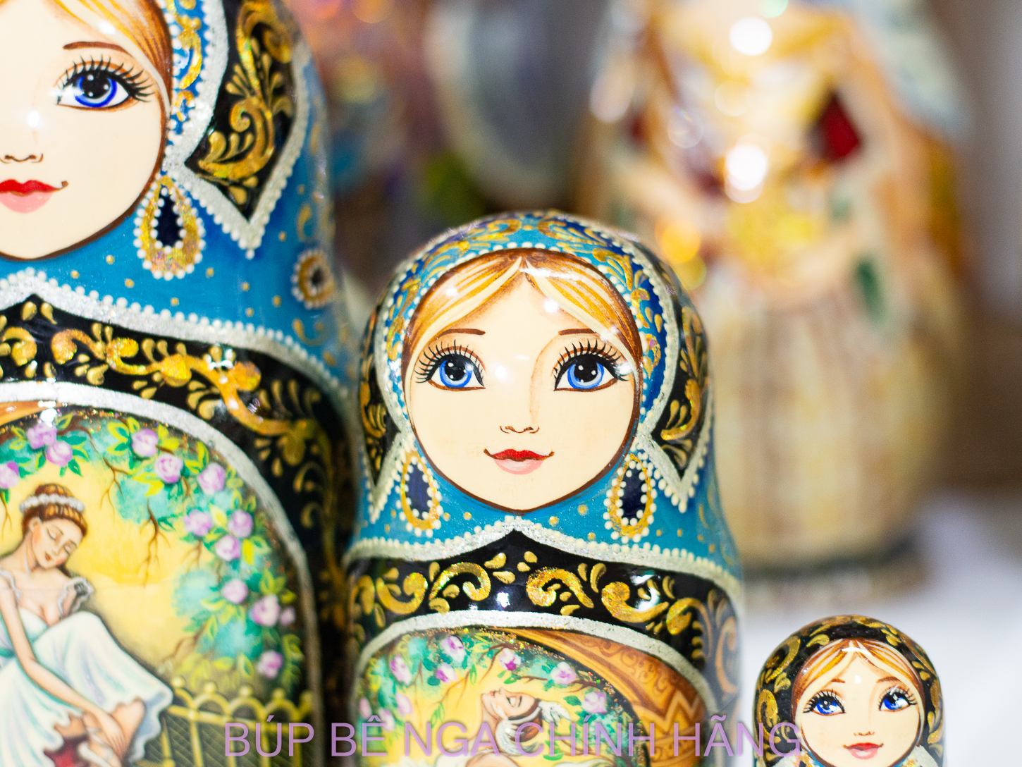 BỘ BÚP BÊ NGA MATRYOSHKA CAO CẤP 5 LỚP 18CM HOA VĂN "VỞ BALE HỒ THIÊN NGA" RẤT ĐẸP VÀ SANG TRỌNG